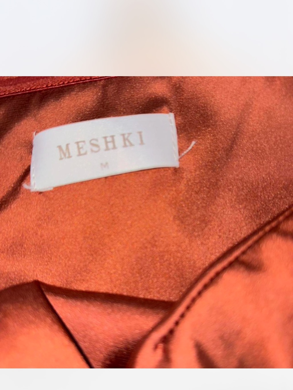New Meshki Corinne ruched satin mini dress in cherry chocolate size Medium - Picture 5 of 8